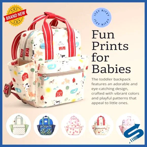 Toddler Backpack Daycare Bag Adjustable Straps Wipeable Lining Side Pockets